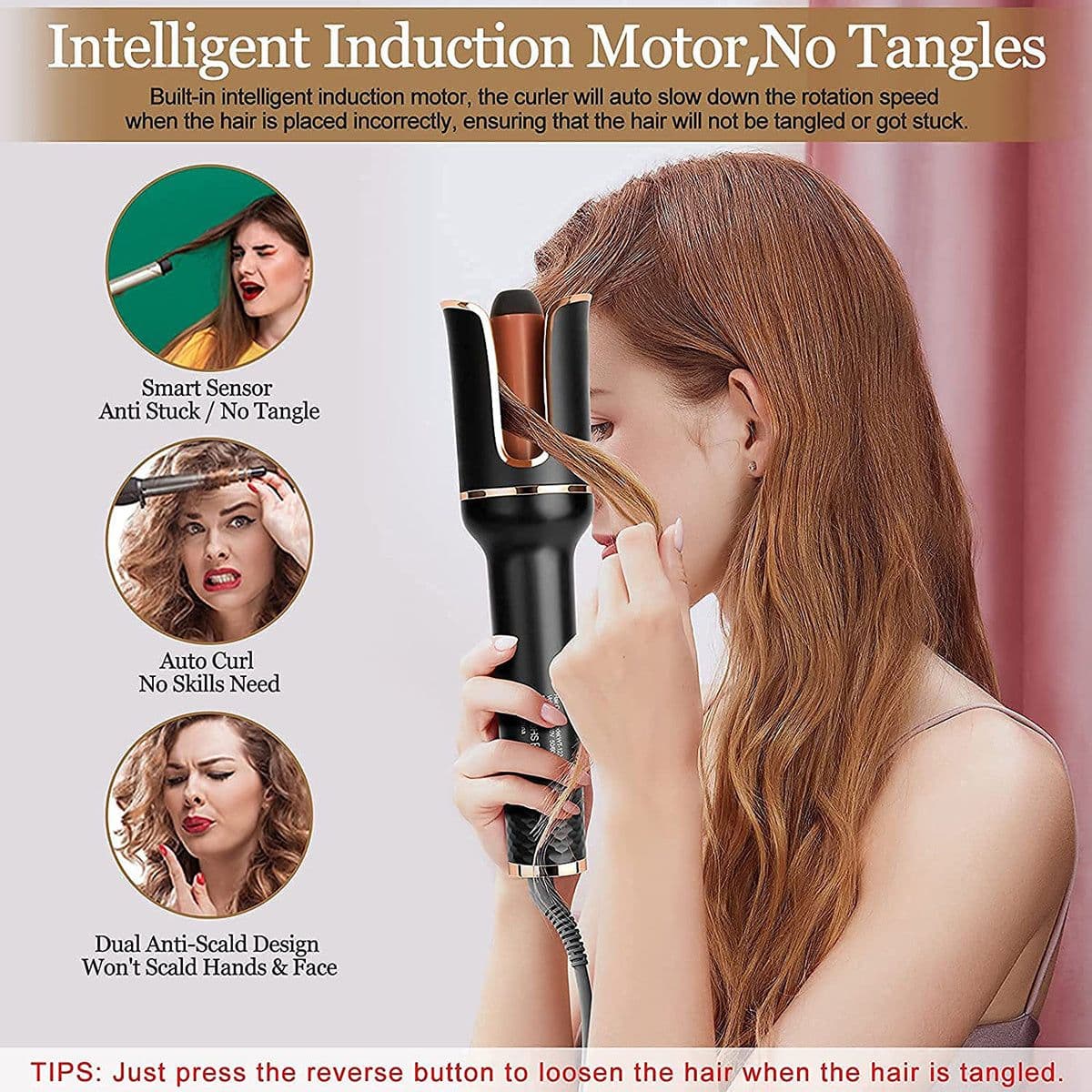 image-Automatic Curling Iron Air Curling Flat Iron Magic Wand Wave Styling Automatic Rotating Curling Wand Salon Styling