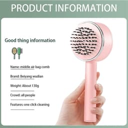 image-CN 3D Air Cushion Massager Brush With Retractable Bristles Self Cleaning Hair Brush Massage One-key Self-cleaning Hair Brush Anti-Static Airbag Massage Comb For Women Curly Hair Brush
