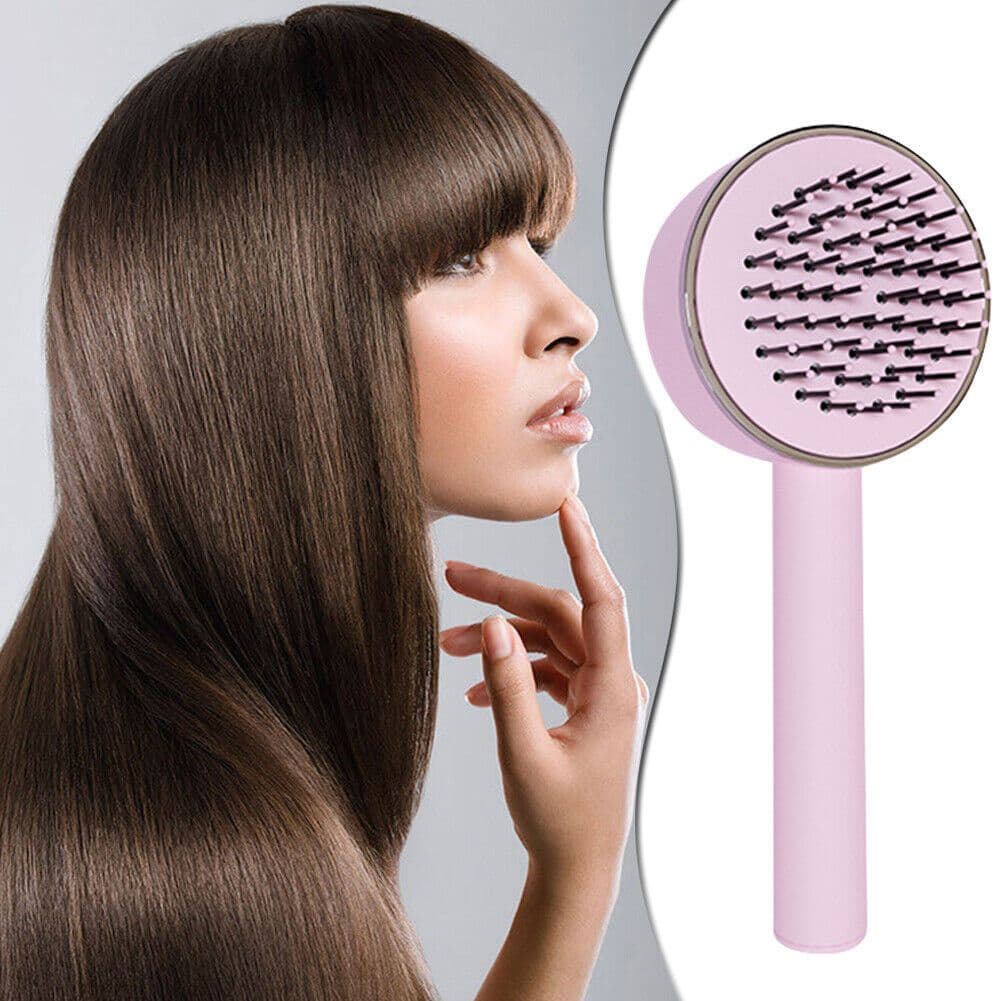 image-CN 3D Air Cushion Massager Brush With Retractable Bristles Self Cleaning Hair Brush Massage One-key Self-cleaning Hair Brush Anti-Static Airbag Massage Comb For Women Curly Hair Brush