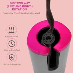 image-Electric LCD Display Automatic Rotating Cordless Hair Curler Fast Curling Iron Tongs Portable USB Rechargeable With Comb Safe USB Cordless Automatic Rotating Hair Curler Hair Waver Curling Iron