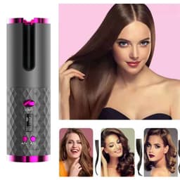 image-Electric LCD Display Automatic Rotating Cordless Hair Curler Fast Curling Iron Tongs Portable USB Rechargeable With Comb Safe USB Cordless Automatic Rotating Hair Curler Hair Waver Curling Iron