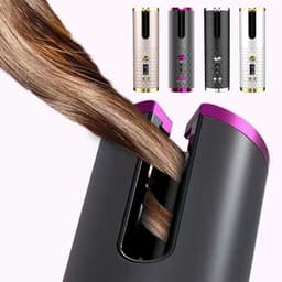 image-Electric LCD Display Automatic Rotating Cordless Hair Curler Fast Curling Iron Tongs Portable USB Rechargeable With Comb Safe USB Cordless Automatic Rotating Hair Curler Hair Waver Curling Iron