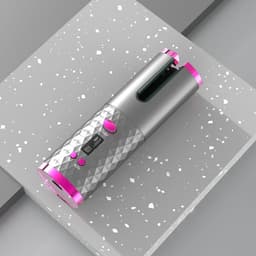 image-Electric LCD Display Automatic Rotating Cordless Hair Curler Fast Curling Iron Tongs Portable USB Rechargeable With Comb Safe USB Cordless Automatic Rotating Hair Curler Hair Waver Curling Iron