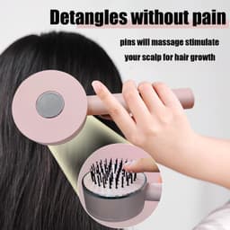 image-One-key Self-cleaning Hair Brush For Women Curly Hair Brush Anti-Static Airbag Massage Comb Airbag Massage Scalp Comb Professional Detangling One-key Self-cleaning