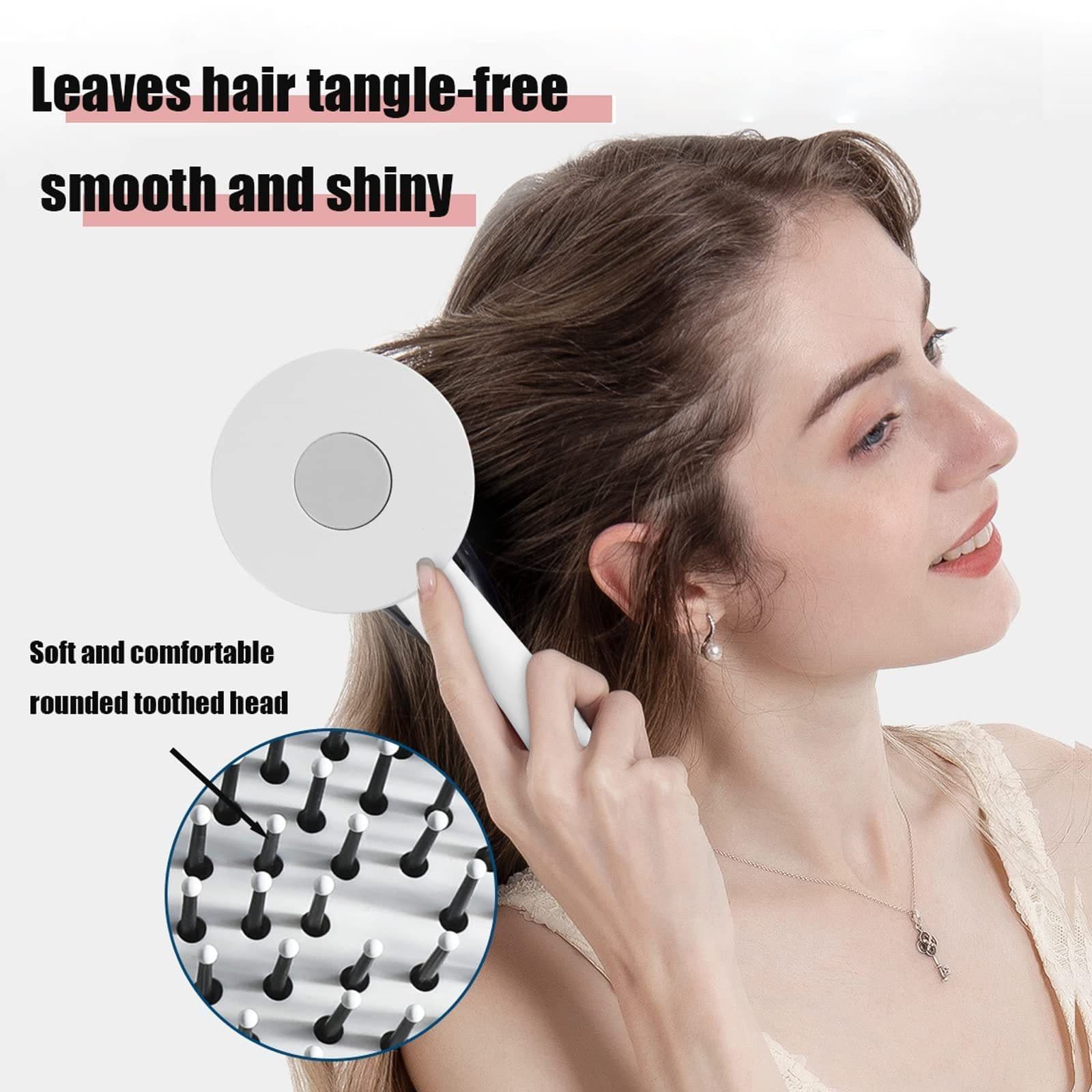 image-One-key Self-cleaning Hair Brush For Women Curly Hair Brush Anti-Static Airbag Massage Comb Airbag Massage Scalp Comb Professional Detangling One-key Self-cleaning
