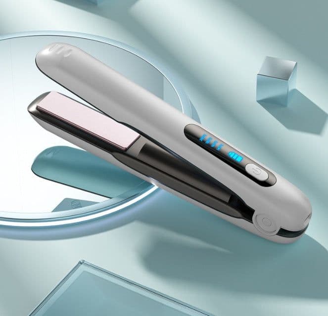 image-Wireless Hair Straightener Flat Iron Mini 2 IN 1 Roller USB 5000mAh Max 200 Degree Portable Cordless Curler 4 Levels Dry And Wet Uses