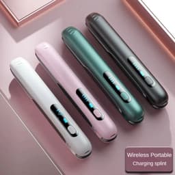 image-Wireless Hair Straightener Flat Iron Mini 2 IN 1 Roller USB 5000mAh Max 200 Degree Portable Cordless Curler 4 Levels Dry And Wet Uses