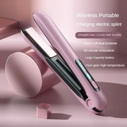 image-Wireless Hair Straightener Flat Iron Mini 2 IN 1 Roller USB 5000mAh Max 200 Degree Portable Cordless Curler 4 Levels Dry And Wet Uses