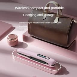 image-Wireless Hair Straightener Flat Iron Mini 2 IN 1 Roller USB 5000mAh Max 200 Degree Portable Cordless Curler 4 Levels Dry And Wet Uses