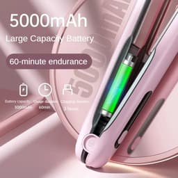 image-Wireless Hair Straightener Flat Iron Mini 2 IN 1 Roller USB 5000mAh Max 200 Degree Portable Cordless Curler 4 Levels Dry And Wet Uses