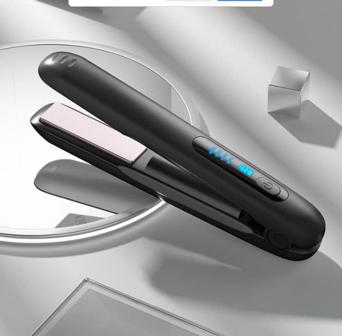 image-Wireless Hair Straightener Flat Iron Mini 2 IN 1 Roller USB 5000mAh Max 200 Degree Portable Cordless Curler 4 Levels Dry And Wet Uses