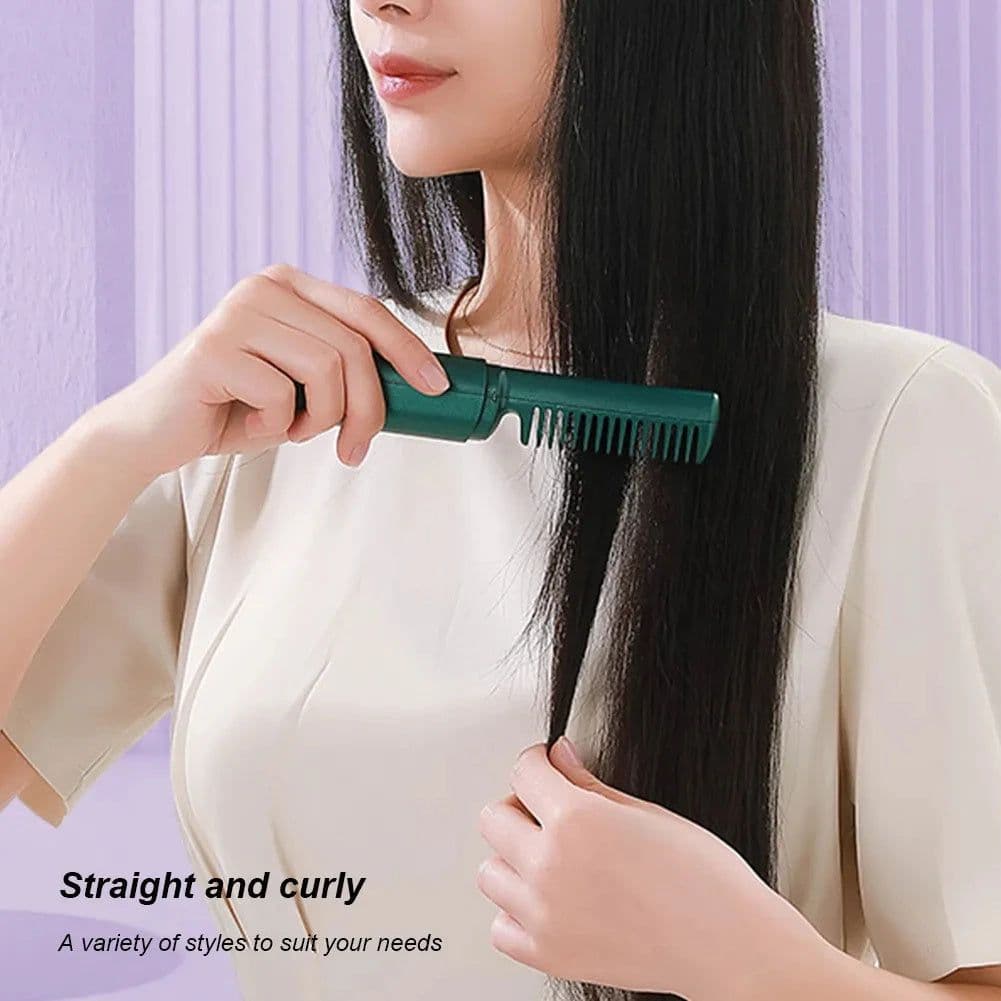 image-Professional Wireless Hair Straightener Curler Comb Fast Heating Negative Ion Straightening Curling Brush Hair Styling Tools