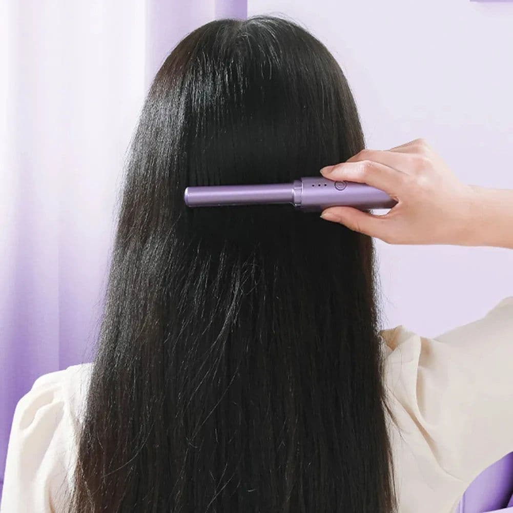 image-Professional Wireless Hair Straightener Curler Comb Fast Heating Negative Ion Straightening Curling Brush Hair Styling Tools