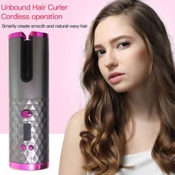 image-LED Screen Electric Automatic Rotating Curling Iron 3000mAh Mini Portable Thermostatic Electric Cordless Hair Curler
