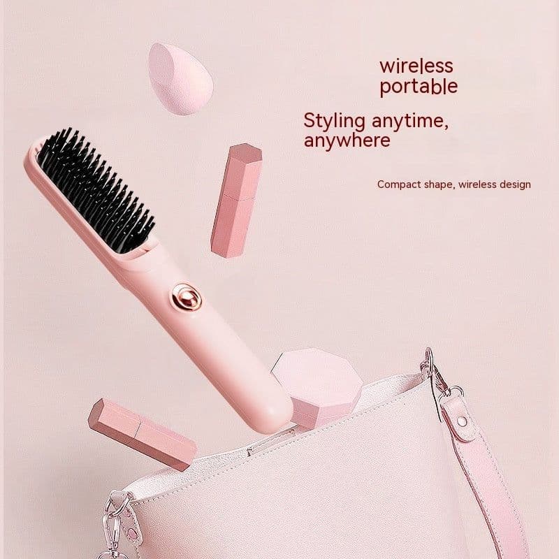 image-Wireless Straight Comb Anion Does Not Hurt Hair Portable Hair Curler And Straightener Dual-use