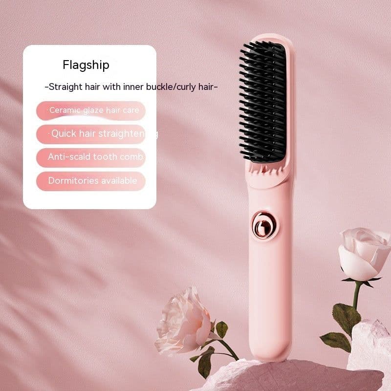 image-Wireless Straight Comb Anion Does Not Hurt Hair Portable Hair Curler And Straightener Dual-use