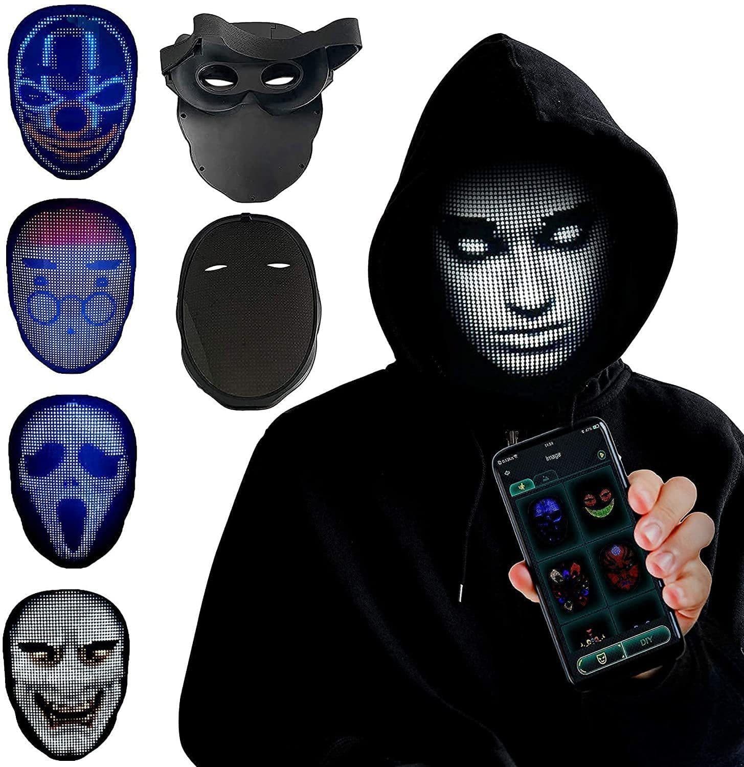 image-Halloween Face Masks Full Color LED Luminous Mask Face Changing Mask Party Bar Props