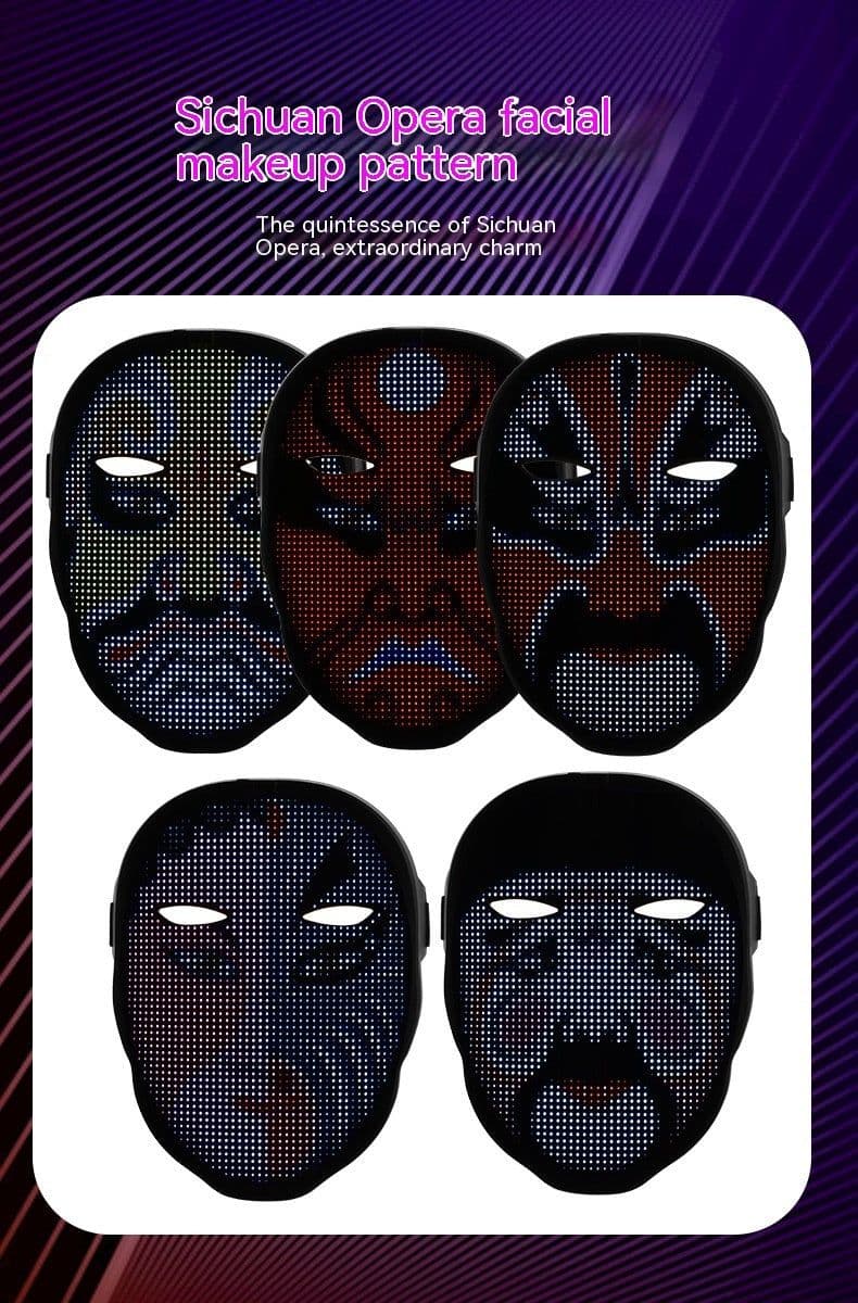 image-Halloween Face Masks Full Color LED Luminous Mask Face Changing Mask Party Bar Props