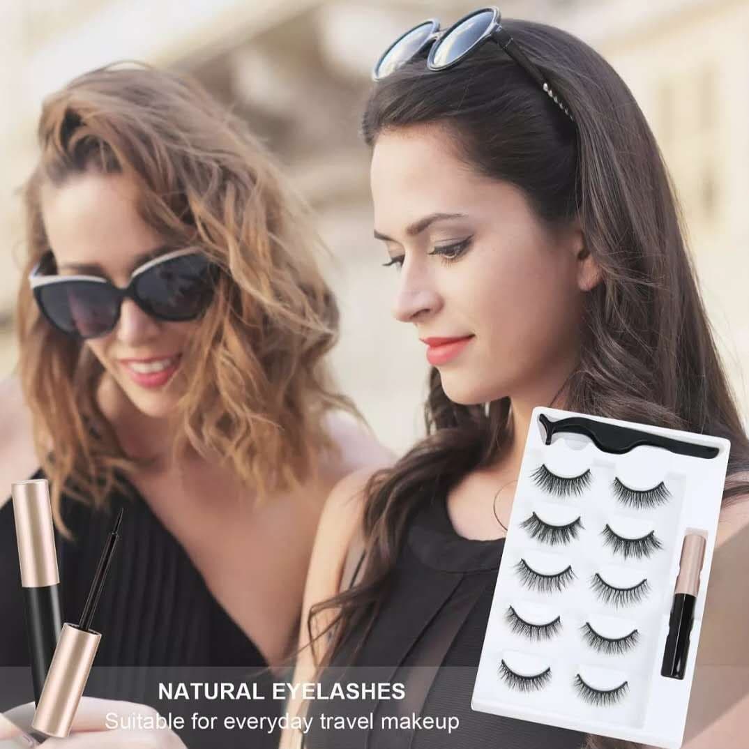 image-Liquid Eyeliner Magnetic False Eyelashes Set Five Pairs Of Glue-free Magnetic Eyelashes