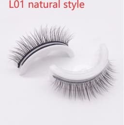image-Reusable 3D Mink Lashes Natural False Eyelashes Self Adhesive Fake Glue Free Makeup Eyelash Extension Silk