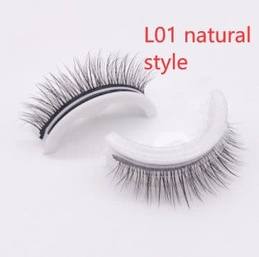 image-Reusable 3D Mink Lashes Natural False Eyelashes Self Adhesive Fake Glue Free Makeup Eyelash Extension Silk