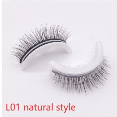 image-Reusable 3D Mink Lashes Natural False Eyelashes Self Adhesive Fake Glue Free Makeup Eyelash Extension Silk