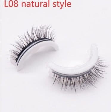 image-Reusable 3D Mink Lashes Natural False Eyelashes Self Adhesive Fake Glue Free Makeup Eyelash Extension Silk