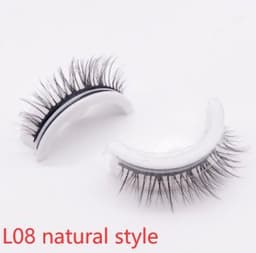 image-Reusable 3D Mink Lashes Natural False Eyelashes Self Adhesive Fake Glue Free Makeup Eyelash Extension Silk