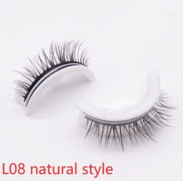 image-Reusable 3D Mink Lashes Natural False Eyelashes Self Adhesive Fake Glue Free Makeup Eyelash Extension Silk