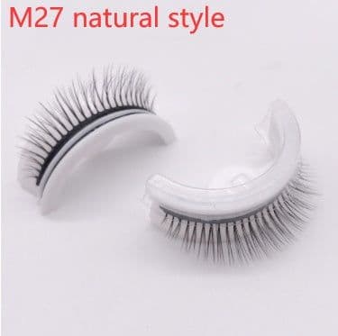 image-Reusable 3D Mink Lashes Natural False Eyelashes Self Adhesive Fake Glue Free Makeup Eyelash Extension Silk
