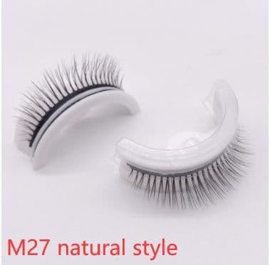 image-Reusable 3D Mink Lashes Natural False Eyelashes Self Adhesive Fake Glue Free Makeup Eyelash Extension Silk
