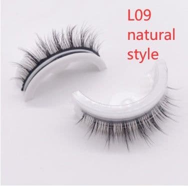 image-Reusable 3D Mink Lashes Natural False Eyelashes Self Adhesive Fake Glue Free Makeup Eyelash Extension Silk