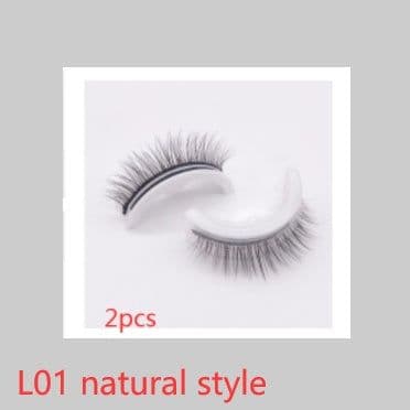 image-Reusable 3D Mink Lashes Natural False Eyelashes Self Adhesive Fake Glue Free Makeup Eyelash Extension Silk
