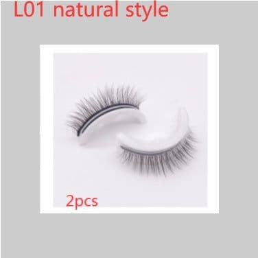 image-Reusable 3D Mink Lashes Natural False Eyelashes Self Adhesive Fake Glue Free Makeup Eyelash Extension Silk