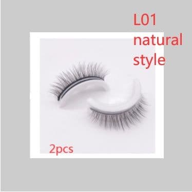 image-Reusable 3D Mink Lashes Natural False Eyelashes Self Adhesive Fake Glue Free Makeup Eyelash Extension Silk