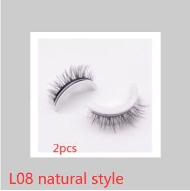 image-Reusable 3D Mink Lashes Natural False Eyelashes Self Adhesive Fake Glue Free Makeup Eyelash Extension Silk
