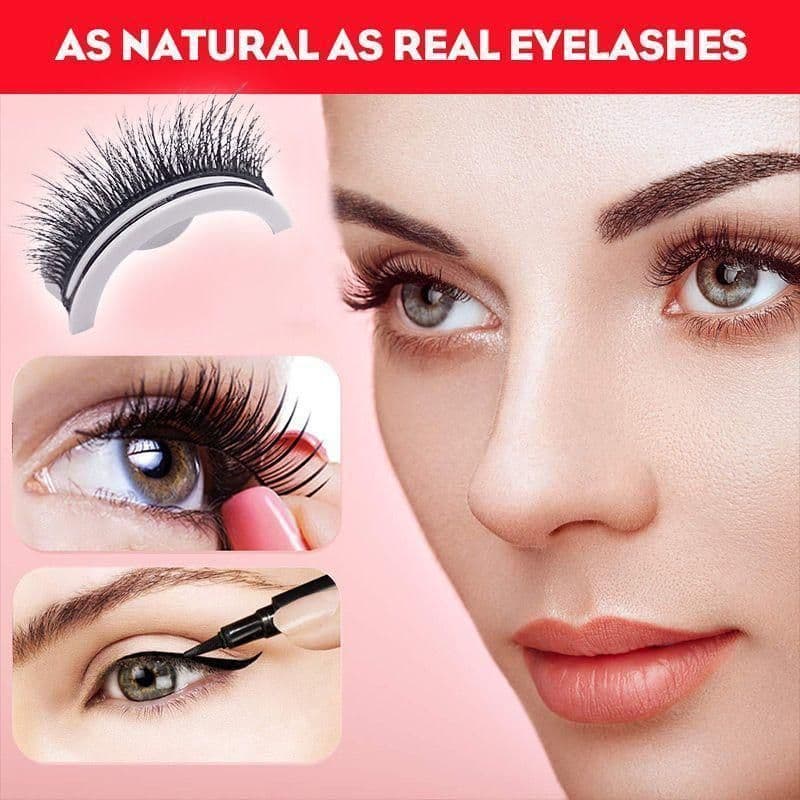 image-Reusable 3D Mink Lashes Natural False Eyelashes Self Adhesive Fake Glue Free Makeup Eyelash Extension Silk