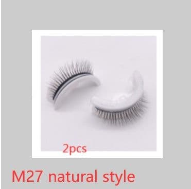 image-Reusable 3D Mink Lashes Natural False Eyelashes Self Adhesive Fake Glue Free Makeup Eyelash Extension Silk