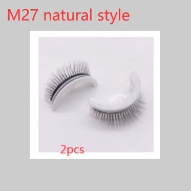 image-Reusable 3D Mink Lashes Natural False Eyelashes Self Adhesive Fake Glue Free Makeup Eyelash Extension Silk