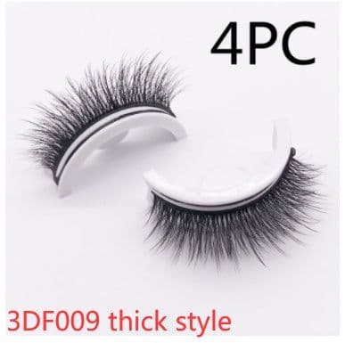 image-Reusable 3D Mink Lashes Natural False Eyelashes Self Adhesive Fake Glue Free Makeup Eyelash Extension Silk