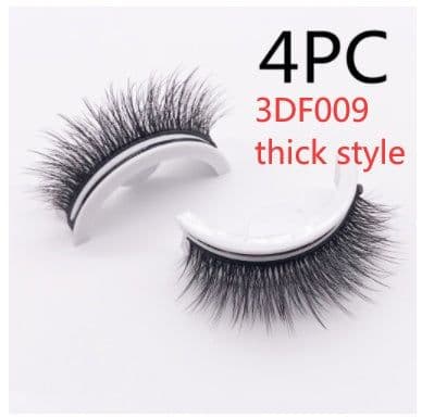 image-Reusable 3D Mink Lashes Natural False Eyelashes Self Adhesive Fake Glue Free Makeup Eyelash Extension Silk