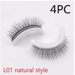 image-Reusable 3D Mink Lashes Natural False Eyelashes Self Adhesive Fake Glue Free Makeup Eyelash Extension Silk