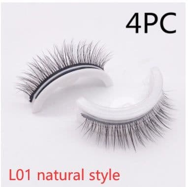 image-Reusable 3D Mink Lashes Natural False Eyelashes Self Adhesive Fake Glue Free Makeup Eyelash Extension Silk