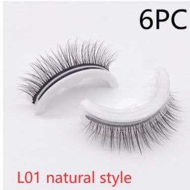 image-Reusable 3D Mink Lashes Natural False Eyelashes Self Adhesive Fake Glue Free Makeup Eyelash Extension Silk