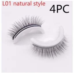image-Reusable 3D Mink Lashes Natural False Eyelashes Self Adhesive Fake Glue Free Makeup Eyelash Extension Silk