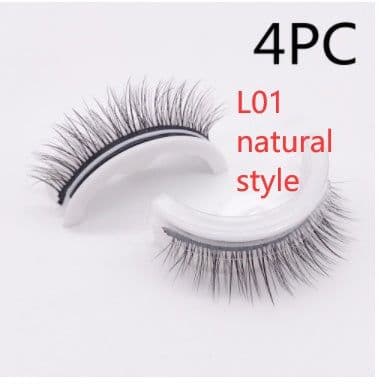 image-Reusable 3D Mink Lashes Natural False Eyelashes Self Adhesive Fake Glue Free Makeup Eyelash Extension Silk