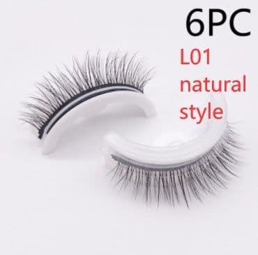 image-Reusable 3D Mink Lashes Natural False Eyelashes Self Adhesive Fake Glue Free Makeup Eyelash Extension Silk
