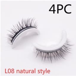 image-Reusable 3D Mink Lashes Natural False Eyelashes Self Adhesive Fake Glue Free Makeup Eyelash Extension Silk