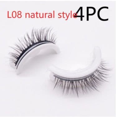 image-Reusable 3D Mink Lashes Natural False Eyelashes Self Adhesive Fake Glue Free Makeup Eyelash Extension Silk
