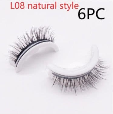 image-Reusable 3D Mink Lashes Natural False Eyelashes Self Adhesive Fake Glue Free Makeup Eyelash Extension Silk